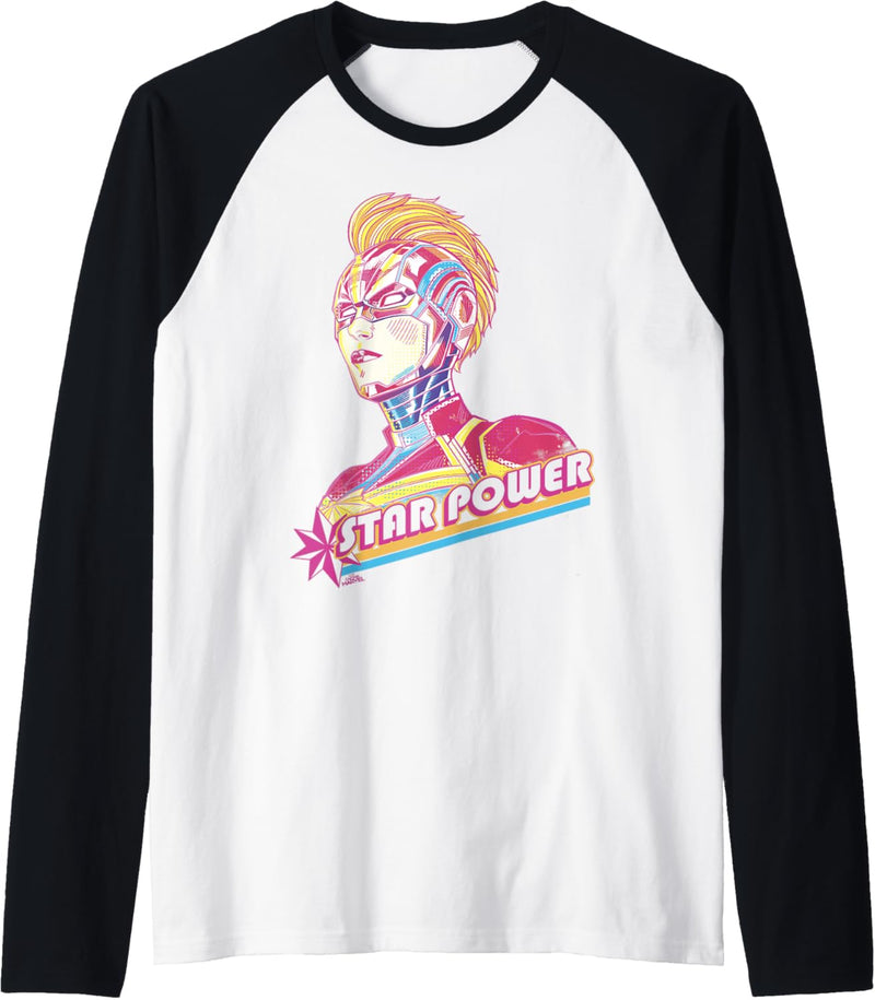 Captain Marvel Star Power Neon Portrait Raglan