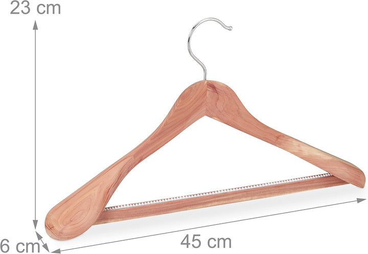 Relaxdays 50 x Anzugbügel Zedernholz, Mottenschutz, rutschfest & stabil, breite Kleiderbügel mit Ste