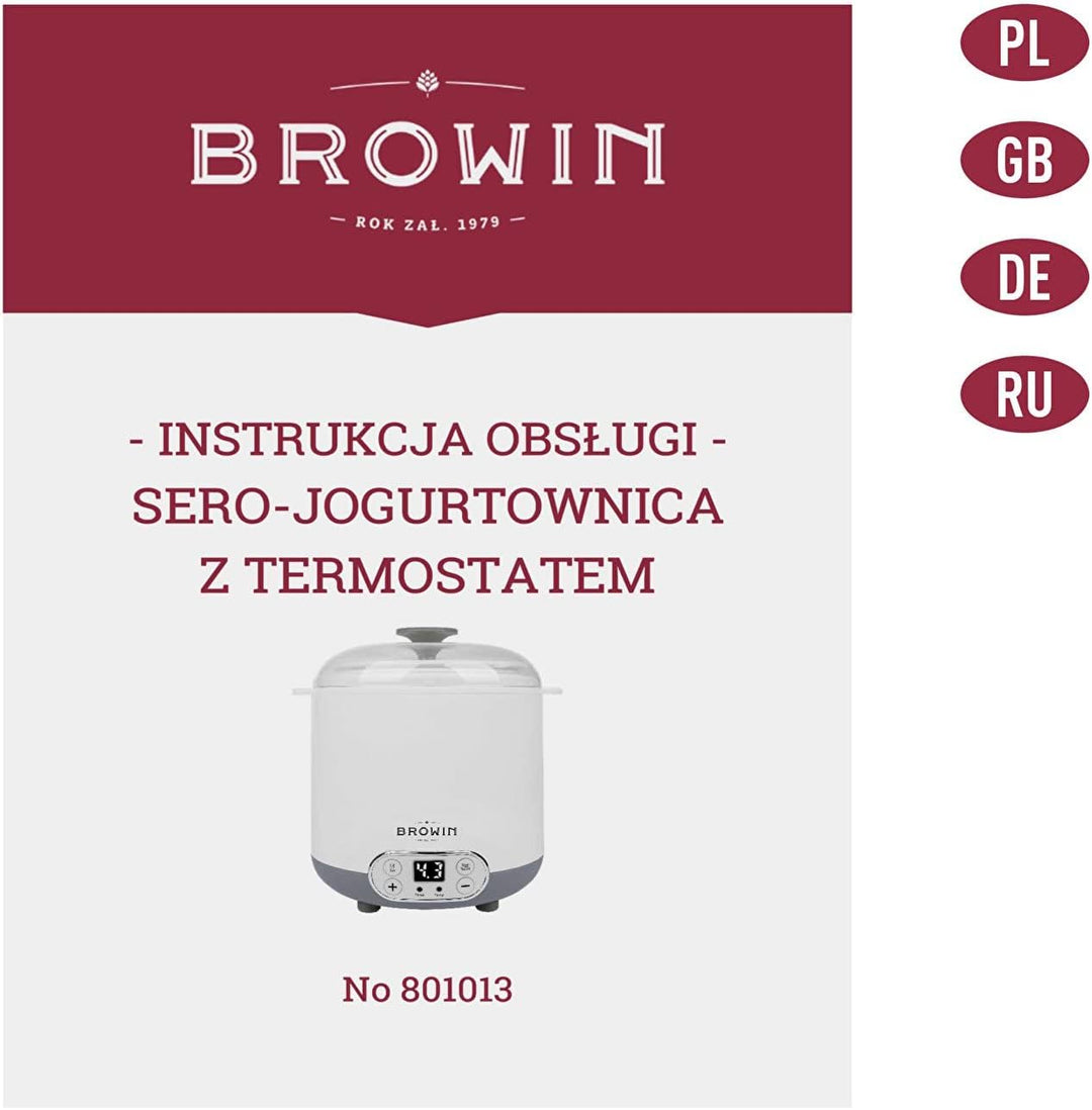 Browin 801013 Multifunktionales Gerät Käse und Joghurt mit 1,5 L Thermostat, weiss, grau,