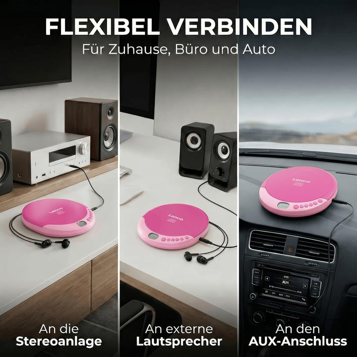 Lenco CD-011 - Tragbarer CD-Player Walkman - Diskman - CD Walkman - Mit Kopfhörern und Micro USB Lad