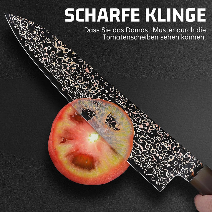 Plys Japanisches Messer Damast Küchenmesser: Scharf 21.7 Cm Kochmesser Vg10 Edelstahl mit 33 Lagen K