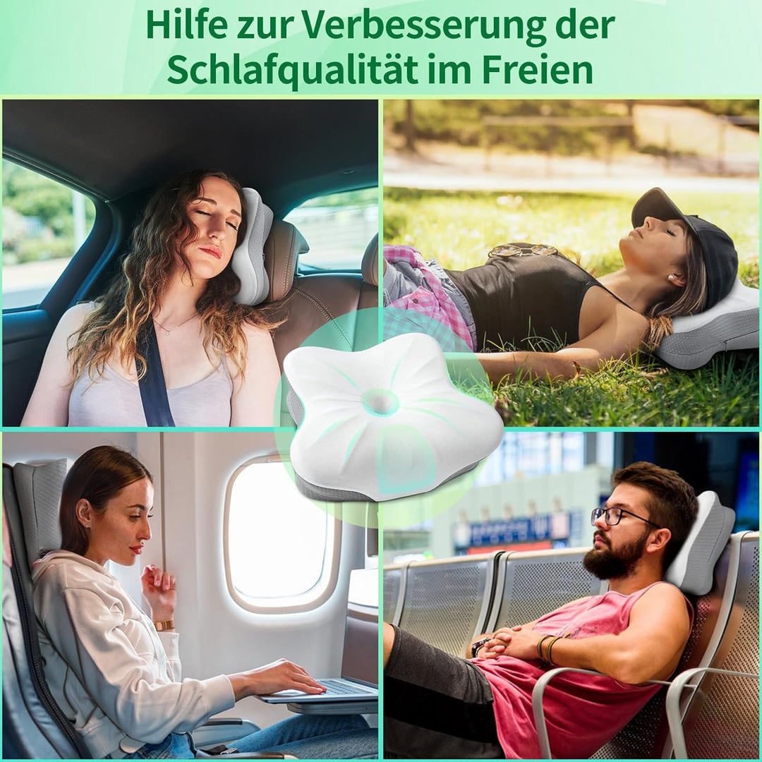 SAHEYER Reisekissen Memory Foam, Ergonomisches Camping Kissen, Orthopädisches Nackenkissen Kopfkisse