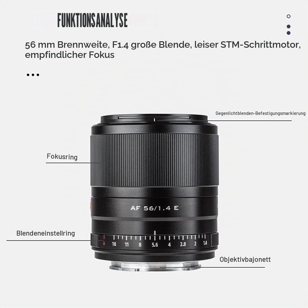 VILTROX 56mm F1.4 E Autofokus APS-C Augenfokus unterstützen Porträt Prime Objektiv für Sony E-Mount