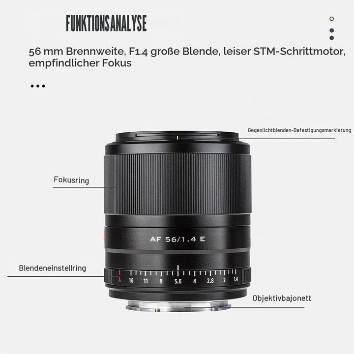 VILTROX 56mm F1.4 E Autofokus APS-C Augenfokus unterstützen Porträt Prime Objektiv für Sony E-Mount