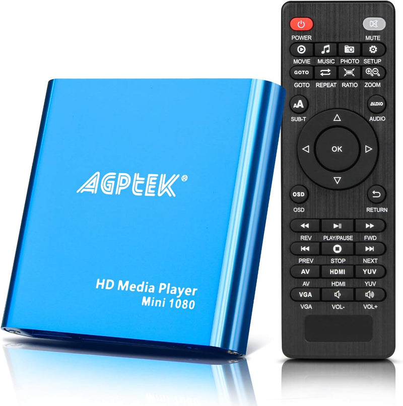 AGPTEK Mini 1080P Full HD Digital Mediaplayer Medienspieler Medienspieler mit Fernbedienung für MP3,