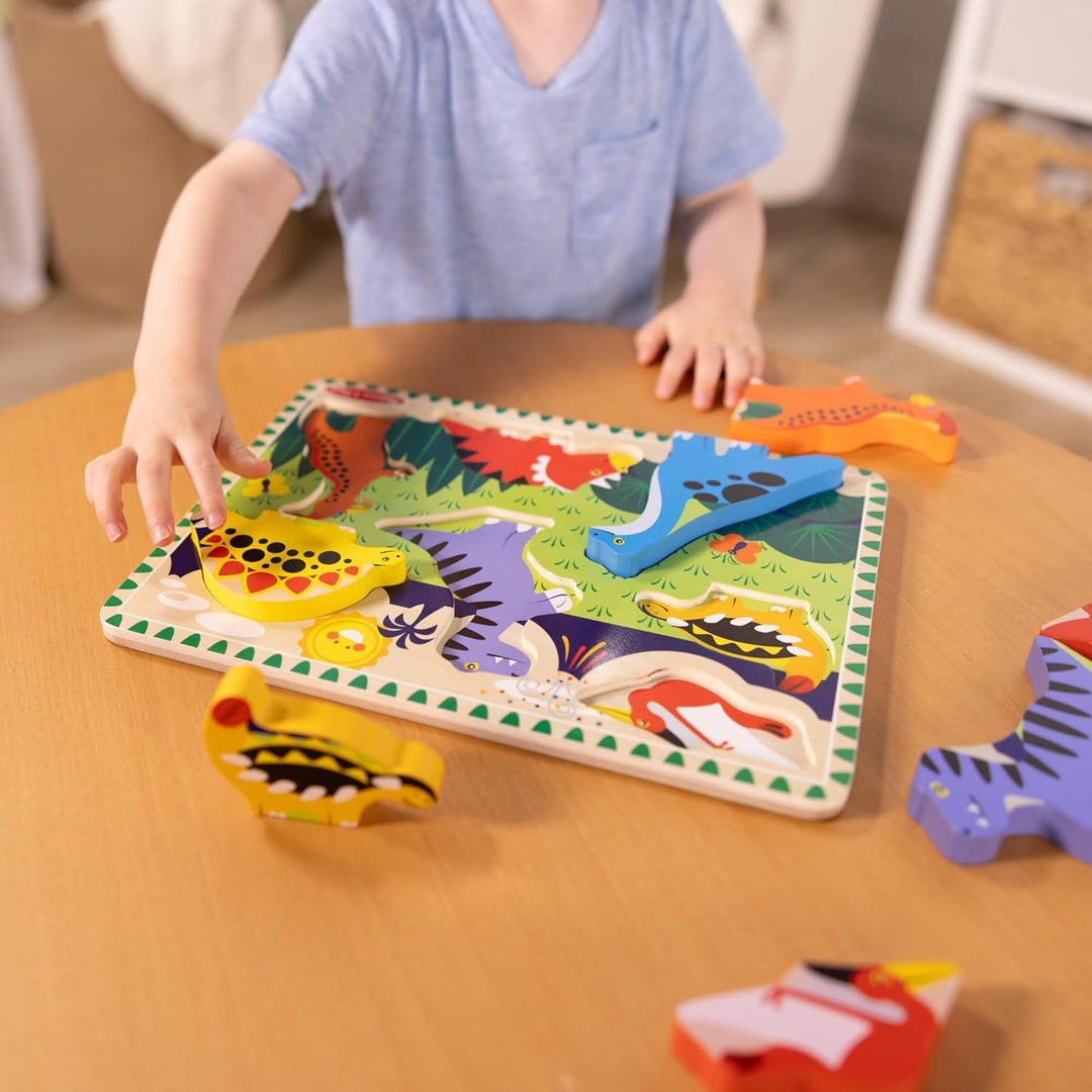 Melissa & Doug 13747 Dinosaurs Chunky Puzzle Puzzles Wooden Toy 3+ Gift for Boy or Girl, 2.54 cm*30.