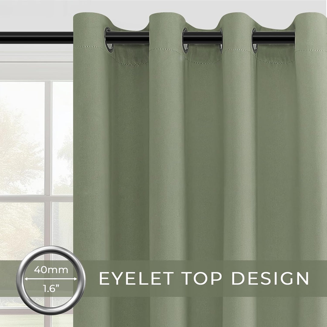 MRTREES Thermo Gardinen mit Ösen Blickdicht Grün für Küche Fenster Wohnzimmer Modern Kurz 2er Set H