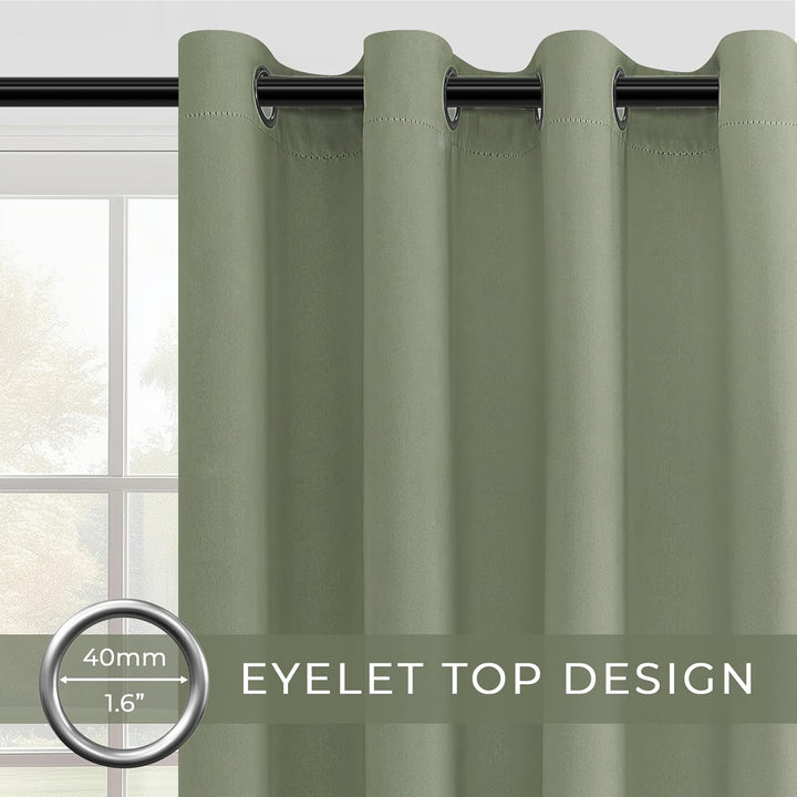MRTREES Thermo Gardinen mit Ösen Blickdicht Grün für Küche Fenster Wohnzimmer Modern Kurz 2er Set H