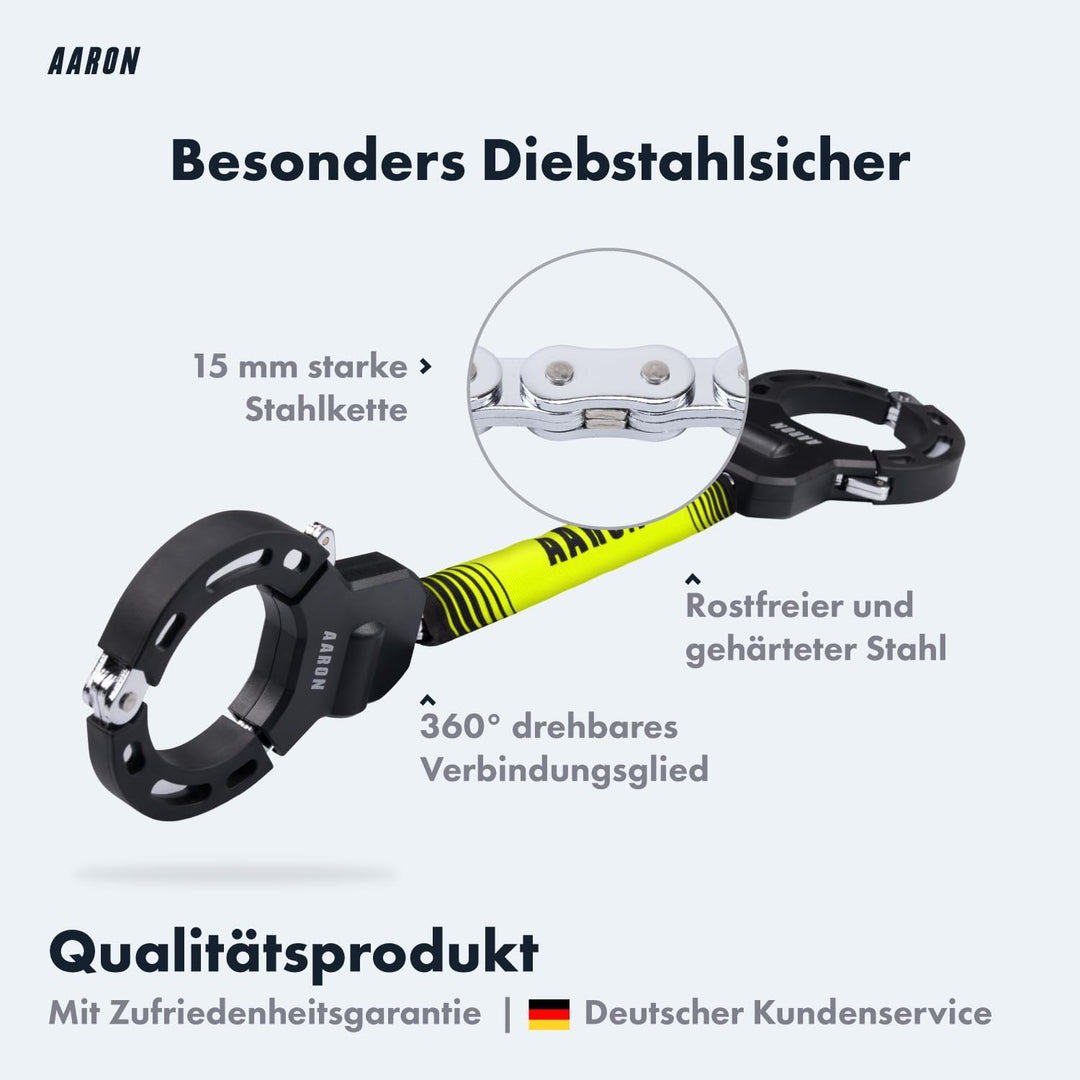AARON Handschellenschloss für E-Scooter - Hochsicherheits-Design - Flexibles Fahrradschloss mit Stah