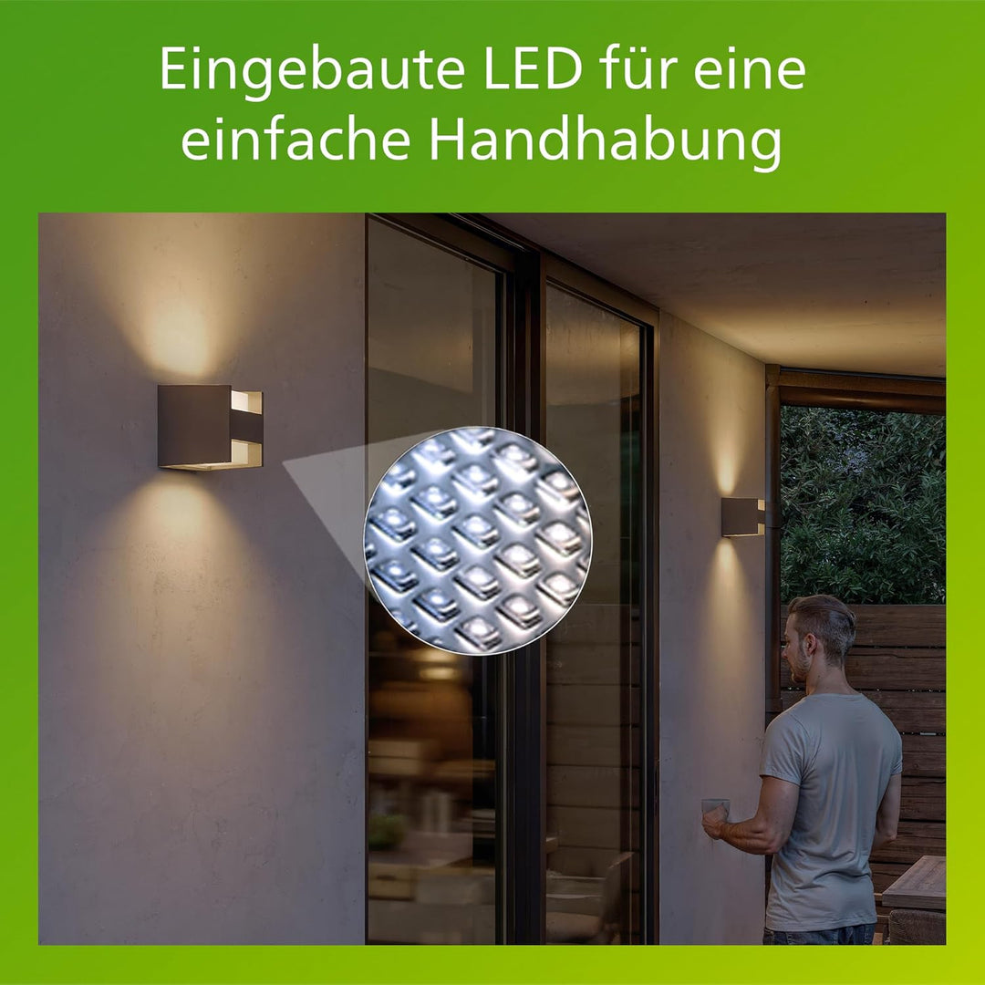 Philips myGarden Arbour LED Sockelleuchte, Aluminium Ohne Bewegungsmelder 2-flammig Wandleuchte, Ohn