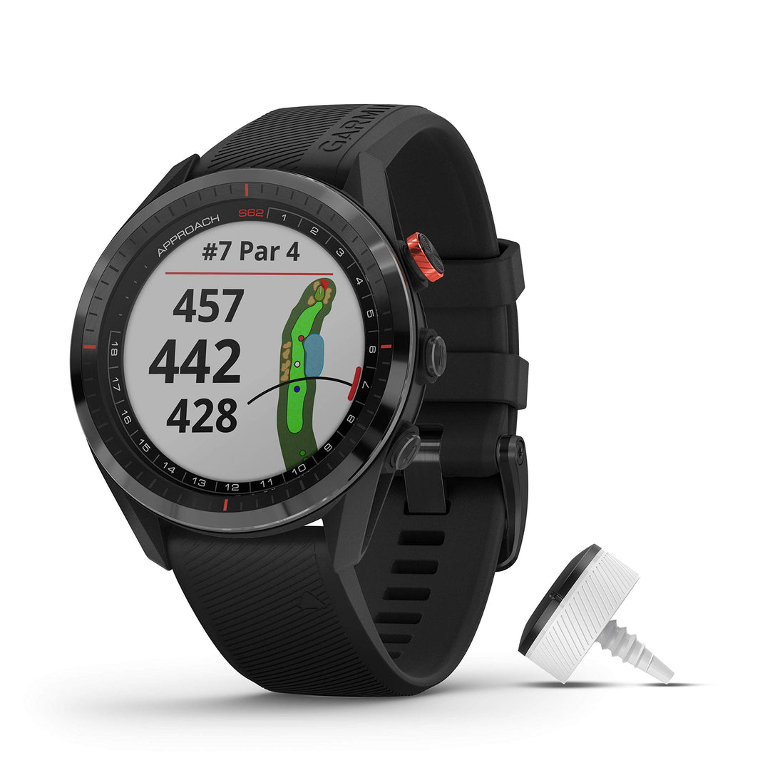Garmin Approach S62 Bundle, Premium-Golf-GPS-Uhr mit 3 CT10 Club-Tracking-Sensoren, integriertem vir