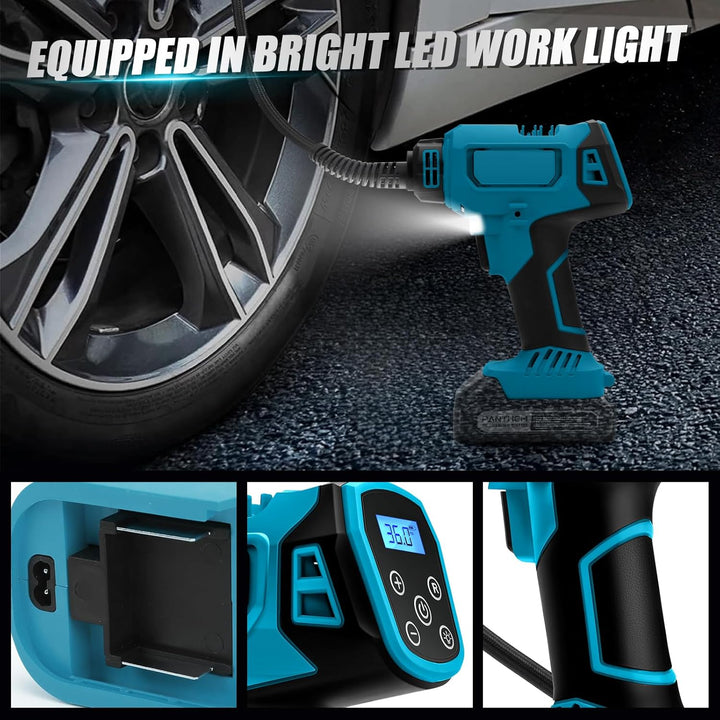Akku Kompressor Für Makita 18v, 130PSI Elektrische Luftpumpe Autokompressor, LED Digitaler Druckanze