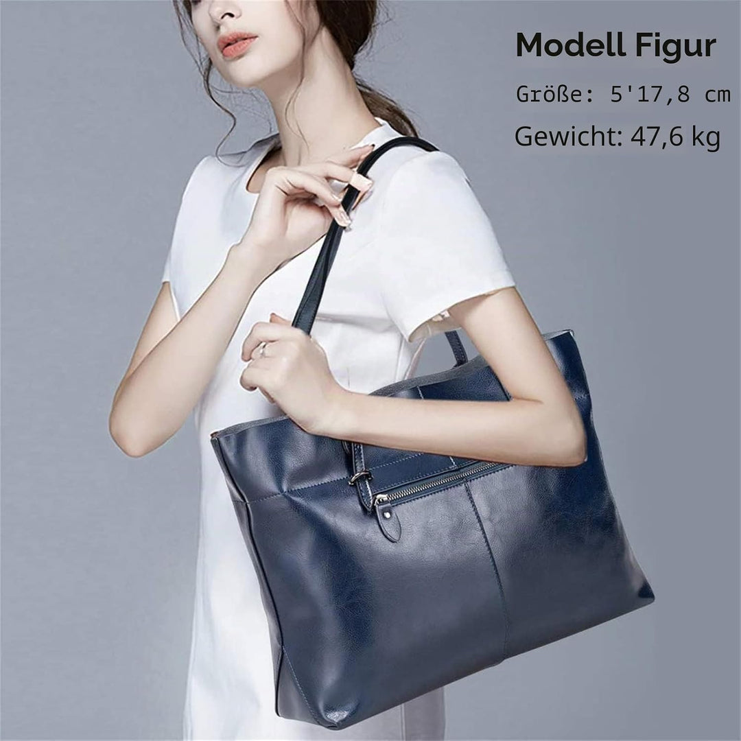S-ZONE Damen Handtasche Rindspalt Leder Schultertasche Umhängetasche Grosse Shopper Tote Beutel Köni