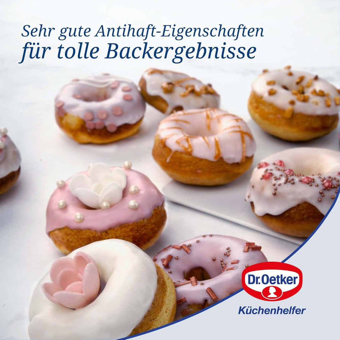 Dr. Oetker 12er Donutbackform TRADITION, Donutform mit Antihaftbeschichtung, hochwertige Backform mi