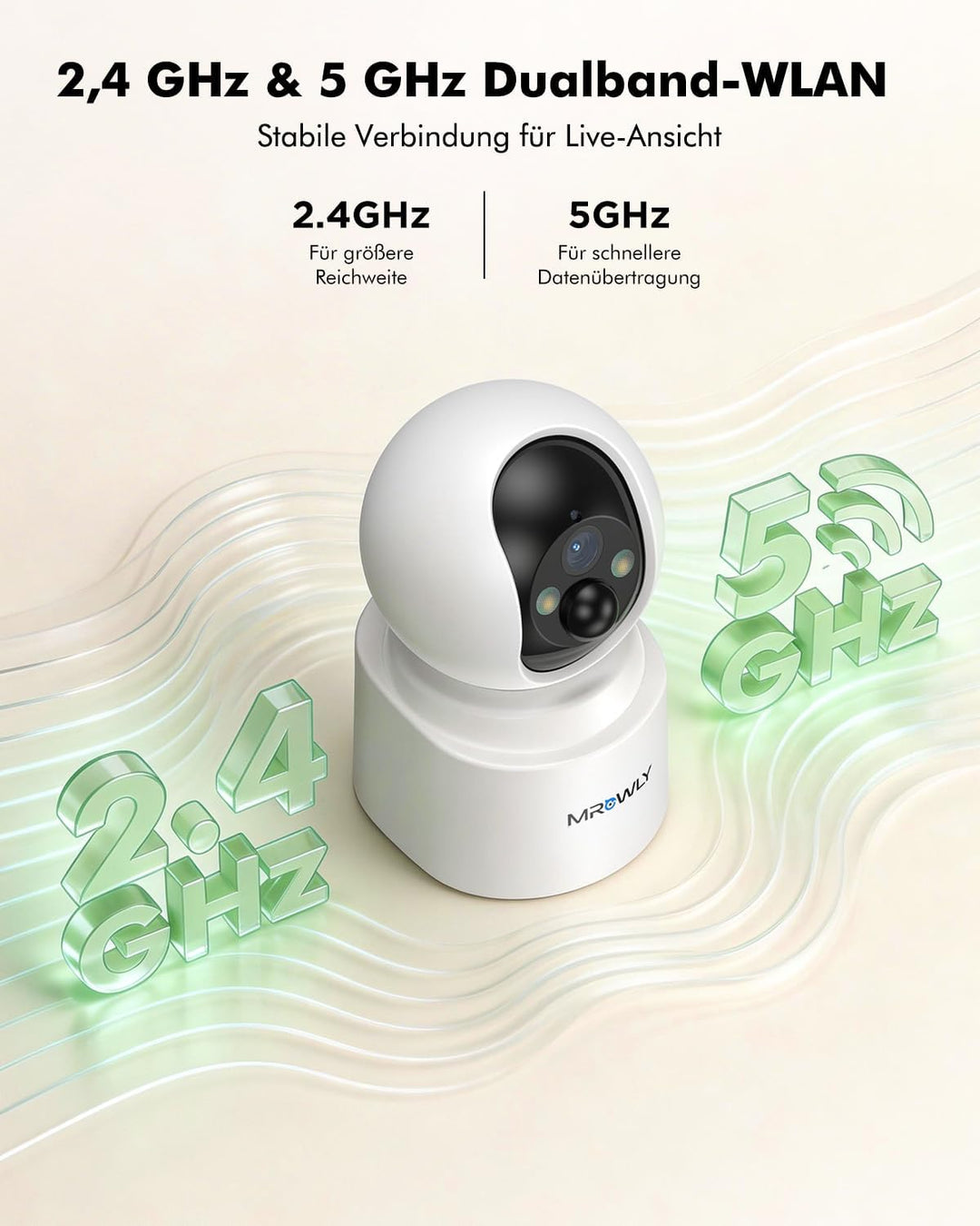 2,5K/4MP Überwachungskamera Innen WLAN mit 6000mAh Akku, 360° PTZ kabellose überwachungskamera, 2,4/