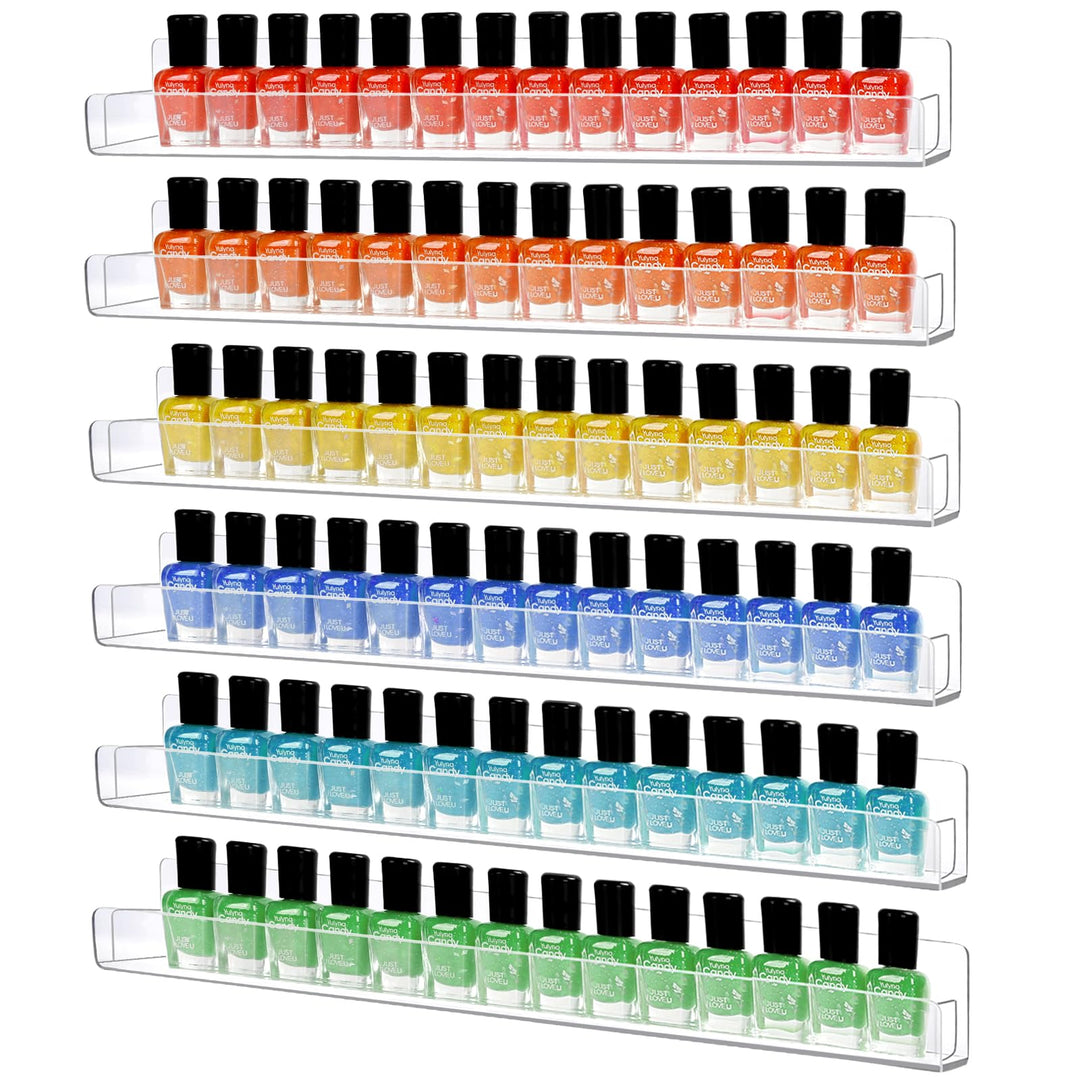 6 Stück Nagellack Organizer Wandregal aus Acryl, Paint Rack Wandmontage Kosmetik Display mit Anti-Ru