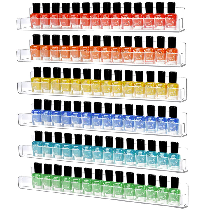 6 Stück Nagellack Organizer Wandregal aus Acryl, Paint Rack Wandmontage Kosmetik Display mit Anti-Ru