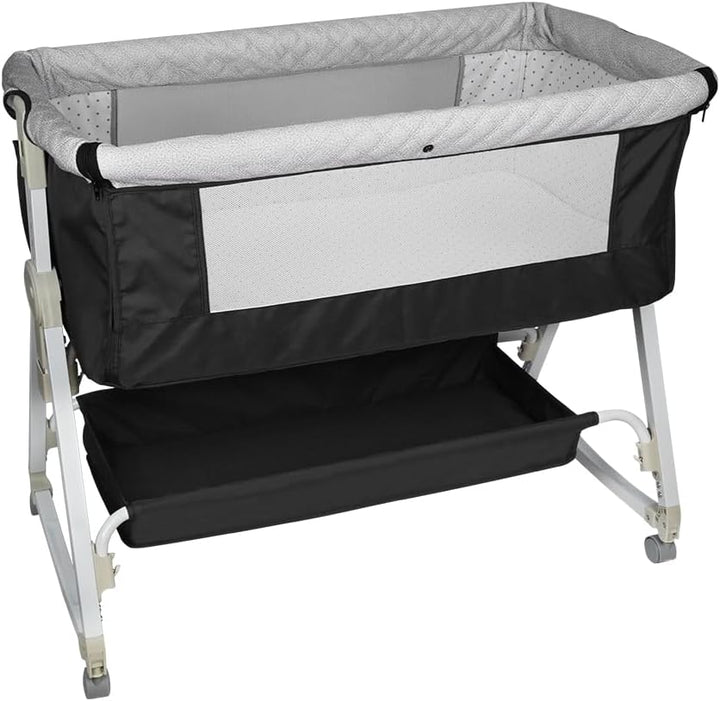 Babybett, 6-stufig Höhenverstellbar,Wiege mit Matratze und Moskitonetz, Mobile Babywiege für Neugebo