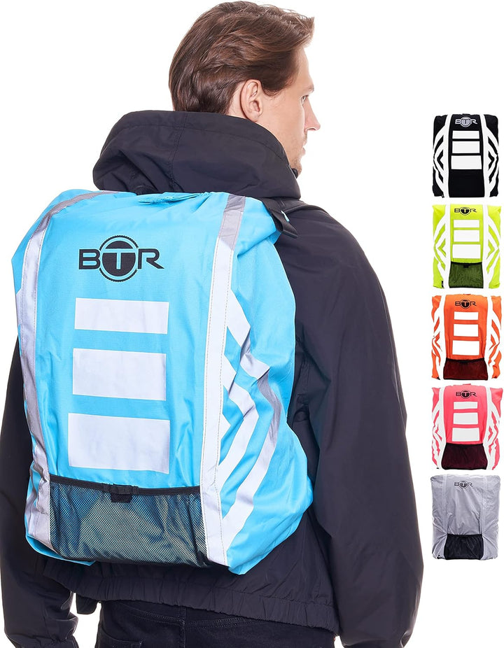 BTR Wasserfester Regenschutz für den Rucksack, Regenschutz für Schulranzen Blau Mittelgross (47cm x