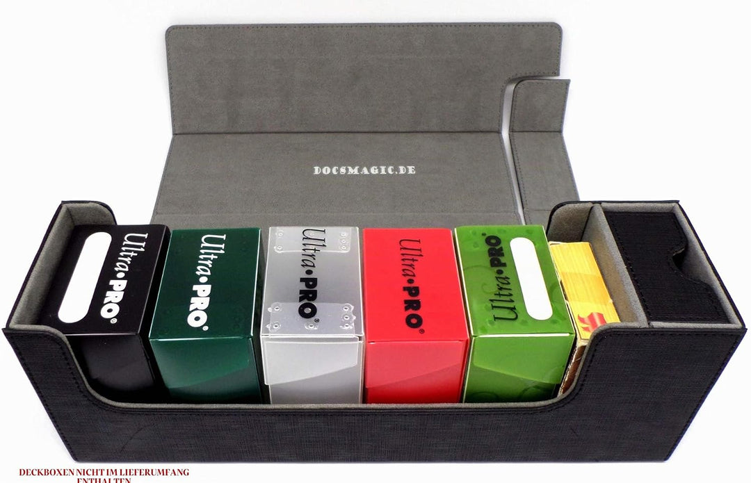 docsmagic.de Premium Magnetic Tray Long Box Black Medium - Card Deck Storage - Kartenbox Aufbewahrun