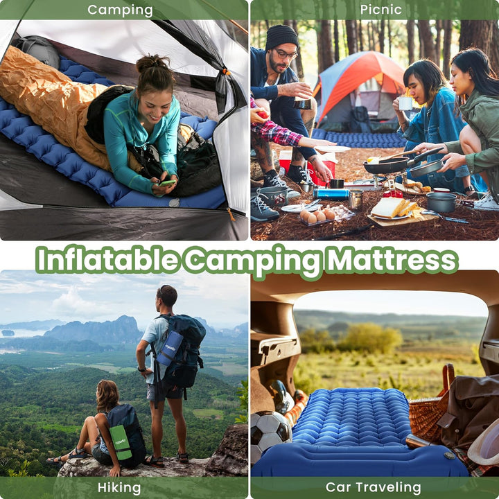 ROPODA Isomatte Camping Selbstaufblasend, Ultraleicht Isomatte Aufblasbar mit Kissen, Campingmatte m