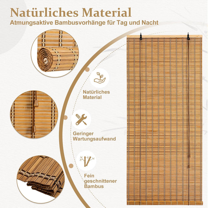 Cy.curtain bright Bambusrollo Bambus Rollo Sonnenschutz und Sichtschutz Rollo,für Fenster Und Türen,