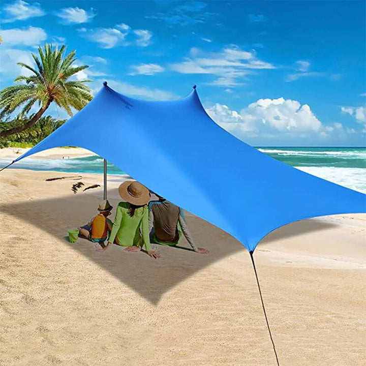 3x3m Sonnenschutz Strand Windfest Stabil Strandzelt UV Schutz 4-8 Personen Sonnensegel Strand mit St