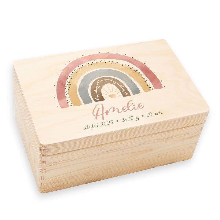KIDSMOOD - Erinnerungsbox Baby, personalisierte Holzkiste mit Deckel, Ideal zur Aufbewahrung von Eri