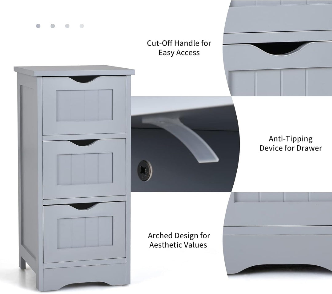 Giantex Badezimmerschrank mit Erde, selbsttragender Spaltenschrank, mit 4/3 Schubladen, Aufbewahrung