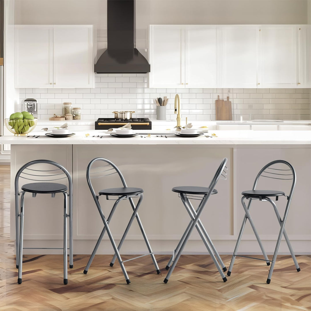 1 Stück Barhocker Klappbar mit Lehne, Klapphocker Faltbar Barstühle Bar Hocker Klappbar Holz Stuhl K
