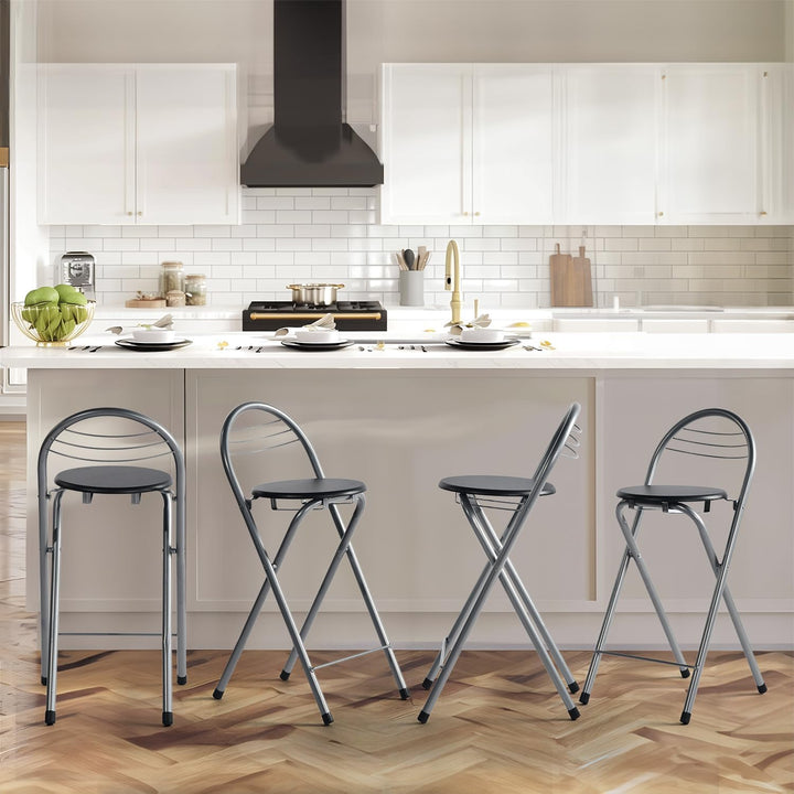 1 Stück Barhocker Klappbar mit Lehne, Klapphocker Faltbar Barstühle Bar Hocker Klappbar Holz Stuhl K