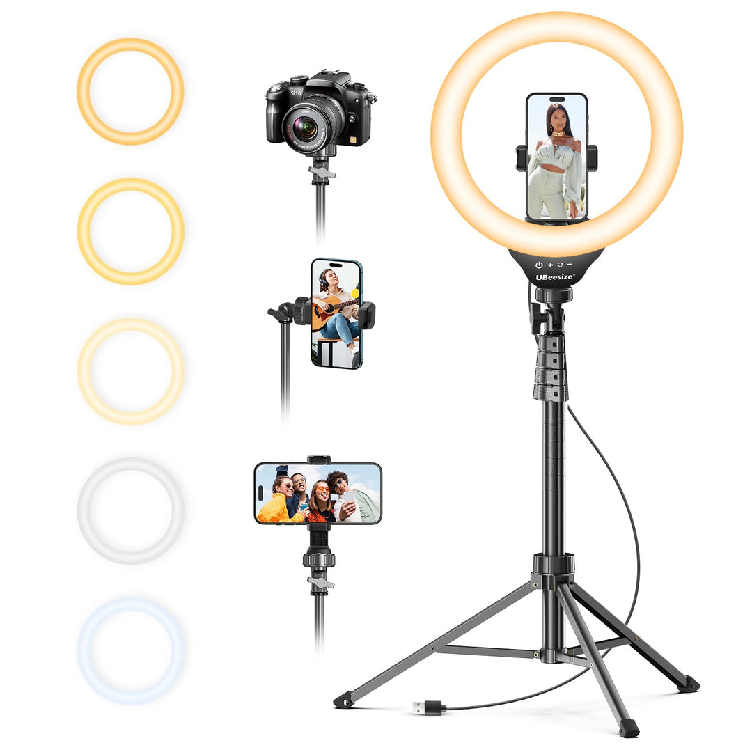 UBeesize Ringlicht mit Stativ, 12 Zoll Selfie Ringlicht mit 62 Zoll Stativ Ständer für Videoaufnahme