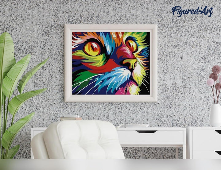 Figured'Art Malen Nach Zahlen Erwachsene Mit Rahmen Raubkatze Pop Art - Paint by Numbers Basteln DIY