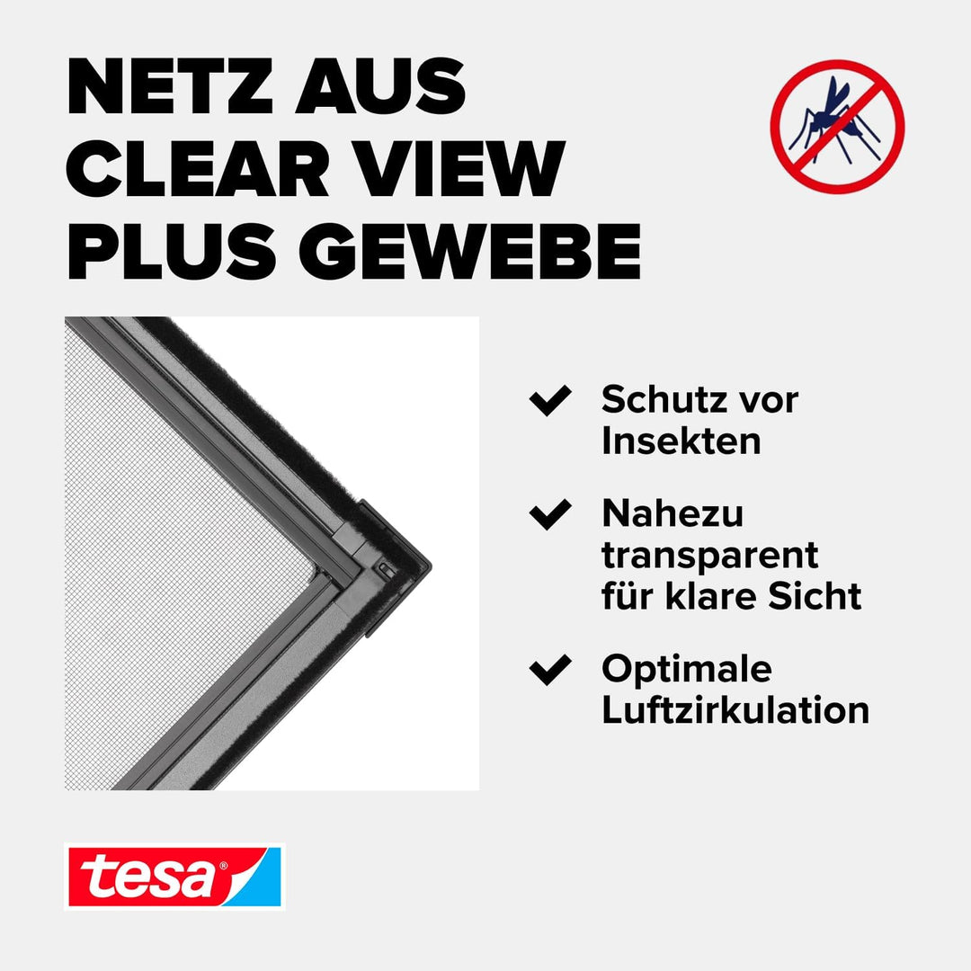 tesa INSECT STOP Aluminium-Rahmen Fliegengitter Tür 120 x 240 cm Anthrazit | Langlebiges Fliegengitt