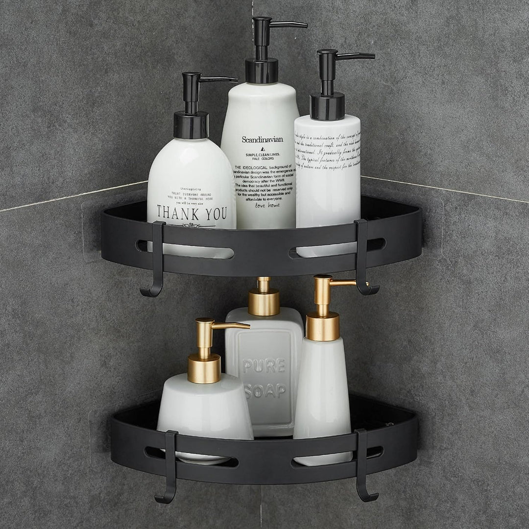 GRICOL Eckablage Duschkorb Duschregal ohne Bohren Duschablage Metall Mit 4 Haken Dusche Ablage Badre