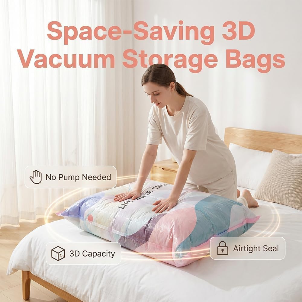 2PCS No-Pump Large Vacuum Storage Compression Bags, Vakuumbeutel ohne Pumpe, Vacuum Storage Bag,Vers