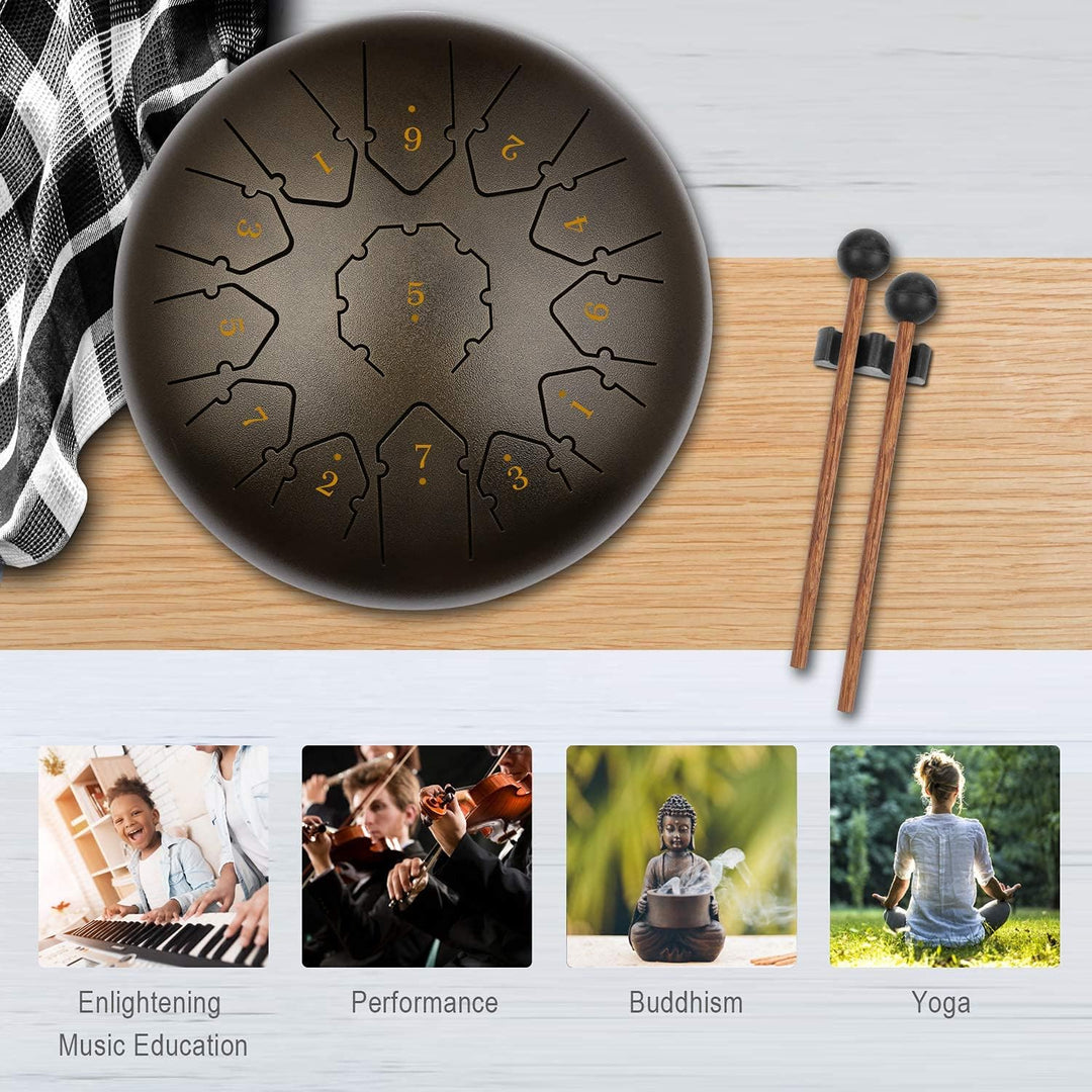KUD Tongue Drum, 12 Zoll 13 Tone C-Dur Zungentrommel Schlagzeug Instrument, Steel Pan Töne Schlagins
