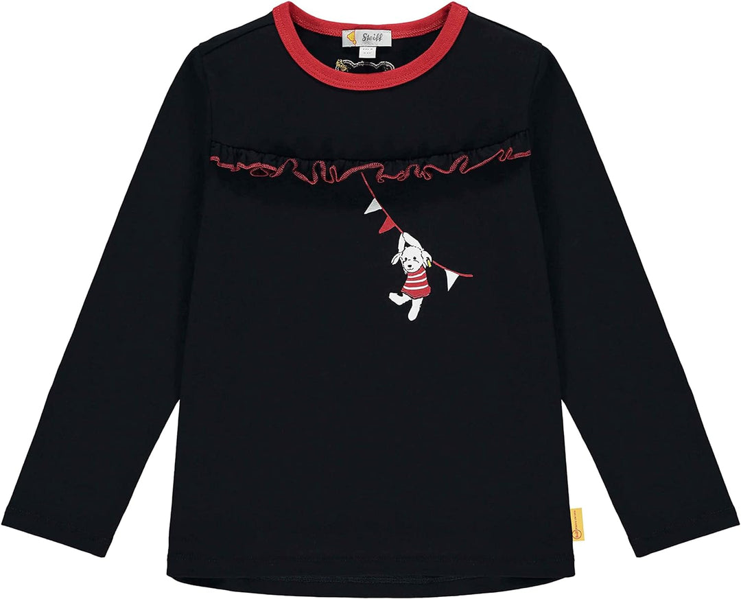 Steiff Mädchen T-Shirt, Langarm, Navy/rot (116)