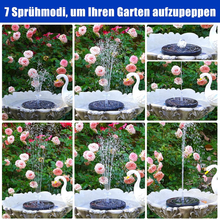 AISITIN LED Solar Springbrunnen für Aussen mit Akku, 3W Solar Schwimmender Fontäne Pumpe mit Verschi
