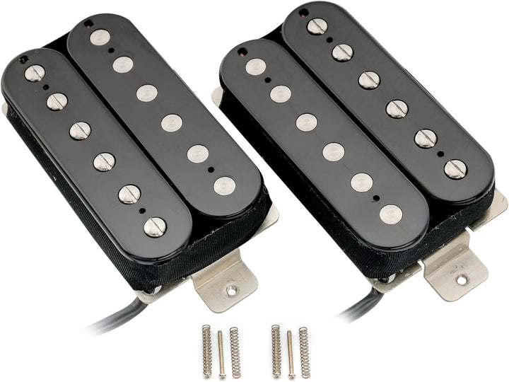 Artec VH-Rock Alnico 5 Uncovered Humbucker Tonabnehmer Hals Steg Pickups Set für E-Gitarre, Schwarz,