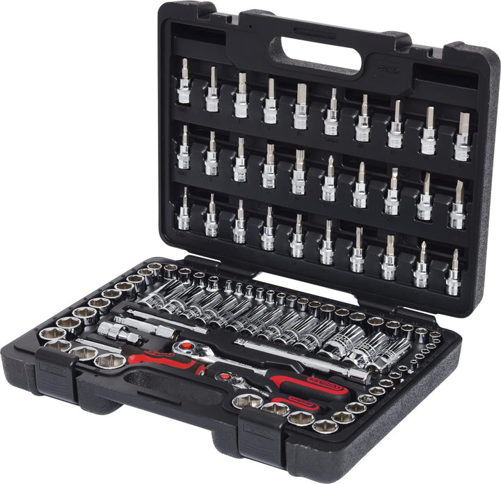 KS Tools 918.0699 1/4 Zoll + 3/8 Zoll CHROMEplus Steckschlüssel-Satz | mit 2 Umschaltknarren, 72-Zah