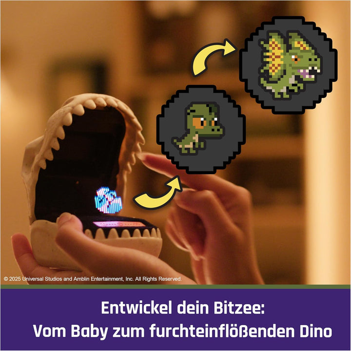 Bitzee Jurassic World – Interaktives Dino-Spielzeug im T-Rex-Design, mit 25 virtuellen Dinosauriern,