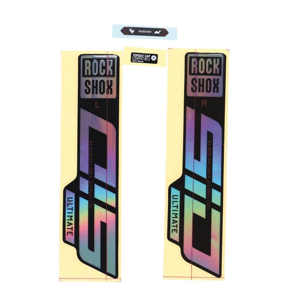 Sram Unisex – Erwachsene RockShox Gabel Decalkit, Gloss Rainbow-Folie Schwarz, 27/29