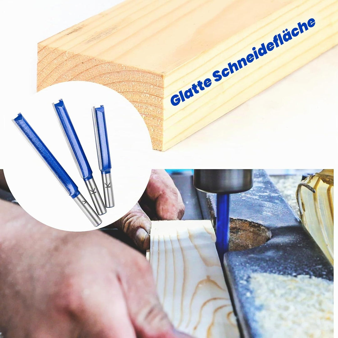 NICAVKIT 3 Stück Gerades Fräser für oberfräse 8mm Schaft,Extra Langer Nutfräser Holzfräser Bündigfrä