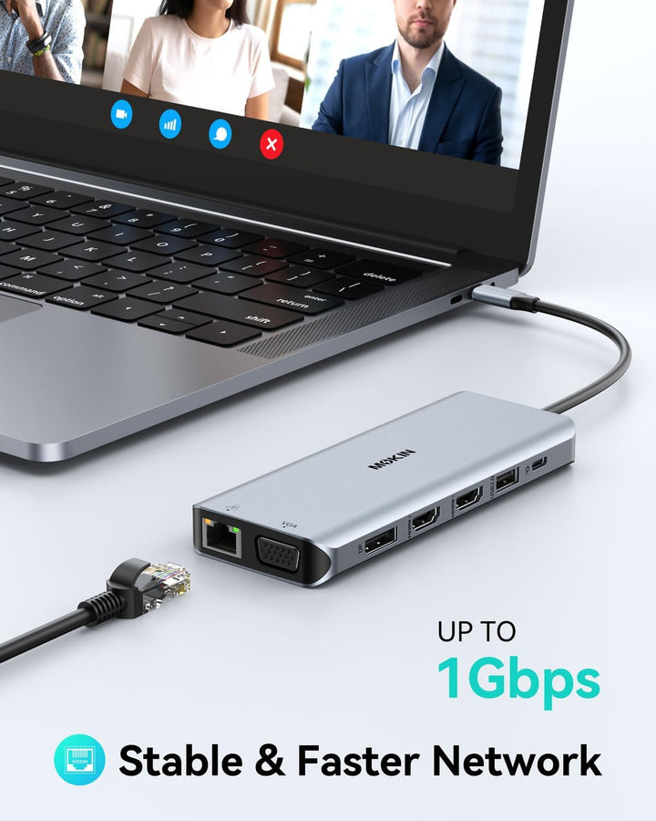 USB C Docking Station 4 Monitors, Triple Display Dock, 13 in 1 Laptop Docking Station mit 2 HDMI 4K@