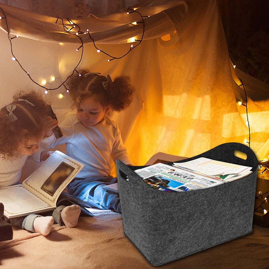 2 Stück Filz Holzkörbe Tragbare Kaminholztasche mit Griff Faltbare Kaminholzkörbe Innen & Aussen 60L