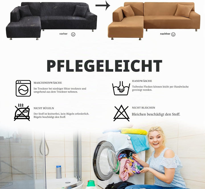 Sofabezug Ecksofa L Form Sofa Überwürfe Stretch Sofabezug L Form Rechts oder Links mit Zwei Kissenbe