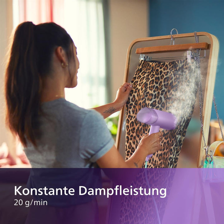 Philips 3000-Serie Tragbarer Dampfglätter - 1000 W, Dampfleistung 20 g/min, 100ml Wassertank, Kein B