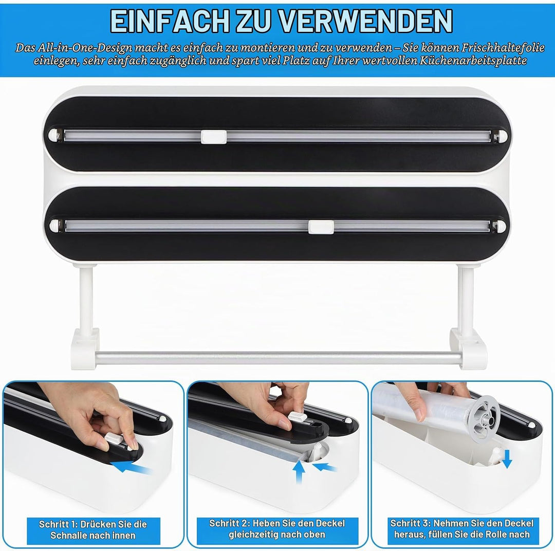 DBREAKS Wandrollenhalter Küche 3-in-1 Frischhaltefolienspender, küchenrollenhalter magnetisch, Frisc
