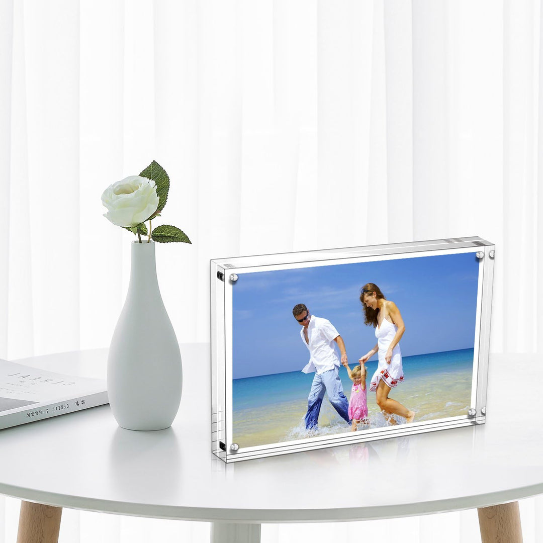 AMEITECH Acryl Bilderrahmen, 9x13 cm transparent, doppelseitig magnetisch Bilderrahmen, Desktop rahm